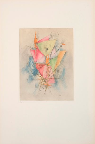 Otto WOLS Otto WOLS (1913 - 1951) - Des voiles déchirées- Colour etching signed in...