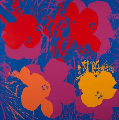 ANDY WARHOL Andy WARHOL - D'après- Blue Poppy Flower - Lithographie - Tampon au dos...
