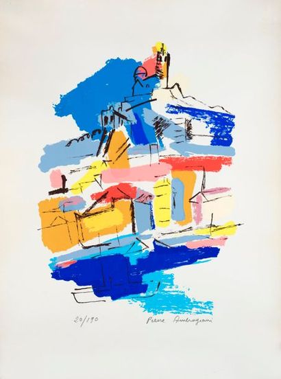 Pierre AMBROGIANI Pierre AMBROGIANI (1907-1985) -View of Marseille silkscreen print...