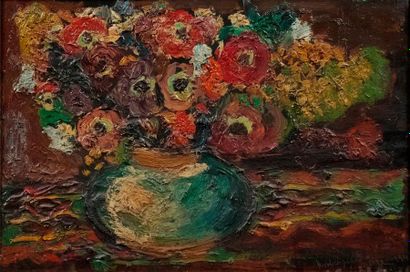 Pierre AMBROGIANI Pierre AMBROGIANI (1907-1985) - Bouquet of flowers - Oil on panel...