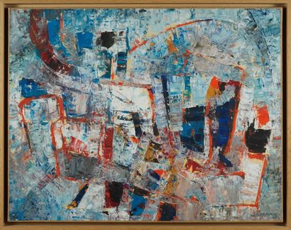 Jacques GERMAIN Jacques GERMAIN - Composition. Oil on paper marouflaged on canvas,...