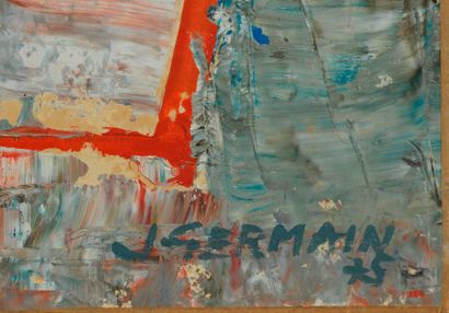 Jacques GERMAIN Jacques GERMAIN - Composition. Huile sur papier marouflée sur toile,...