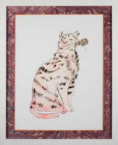 ANDY WARHOL Andy WARHOL - After - Sam Pink Cat - Offset lithography - Stamp from...