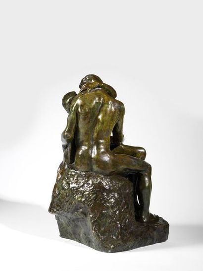Auguste RODIN Auguste RODIN - Le baiser, troisième réduction. Bronze à patine noire...