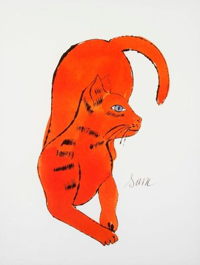 ANDY WARHOL Andy WARHOL - D'après - Chat nommé Sam - Lithographie offset - Tampon...