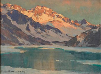 Charles CONTENCIN Charles CONTENCIN (1898-1955) -Lac Cottepens ( Sept Laux) - Oil...