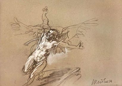 Claude WEISBUCH Claude WEISBUCH (1927-2014) - The angel - Drawing ink and pastel...