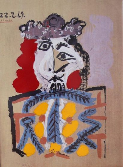 Pablo PICASSO Pablo Picasso (D'après) - 	Portraits imaginaires, le courtisan - Céramique...
