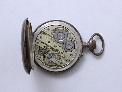 DOXA Pocket watch in silver 800 thousandths, white enamelled dial signed DOXA with...