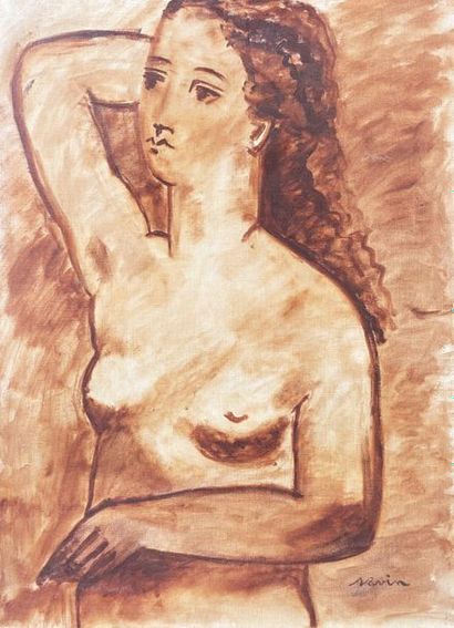 Maurice SAVIN Maurice SAVIN (1894- 1973) - Naked woman doing her hair - Oil on canvas...