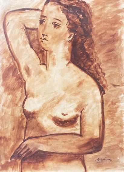 Maurice SAVIN Maurice SAVIN (1894- 1973) - Femme nue se coiffant - Huile sur toile...