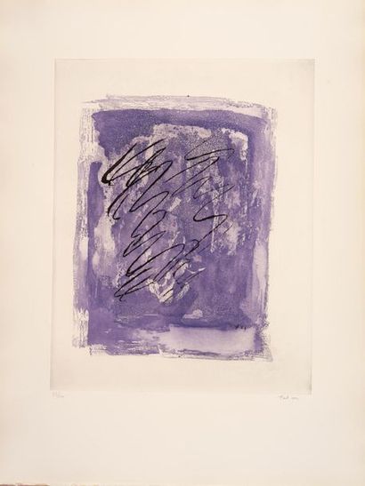 Jean FAUTRIER Jean FAUTRIER (1898-1964) - Griffures sur fond violet - Eau forte aquatinte...