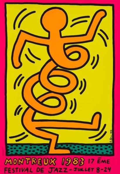 KEITH HARING HARING - From - Montreux Jazz Festival - Silkscreen poster - 99 x 69...