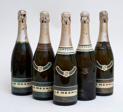LE MESNIL CHAMPAGNE 5 bottles CHAMPAGNE LE MESNIL 1959 Blanc de blancs (levels under...