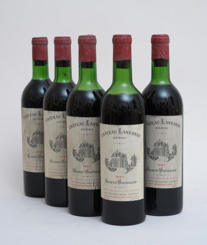 Château LANESAN, VIN 5 bottles CHÂTEAU LANESSAN 1967 Haut-Médoc (levels: 2 very light...