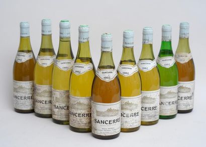 SANCERRE, VIN 9 bottles SANCERRE 1982 Maurice REVERDY (2 levels at 5cm, faded, stained...