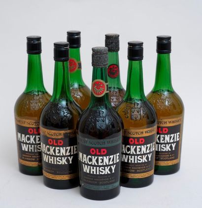WHISKY Mackenzie 7 Mackenzie WHISKY bottles (light low to high shoulder levels, faded...
