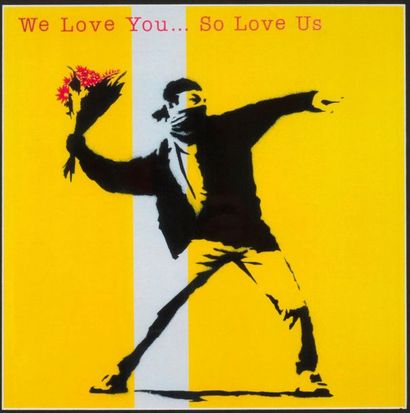 BANKSY BANKSY (after) (1974) - Flower thrower - Silkscreen printing on card - 30...