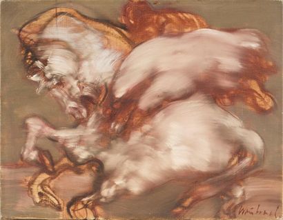 Claude WEISBUCH Claude WEISBUCH (1927-2014) - Acrobatic equestrian - Oil on canvas...