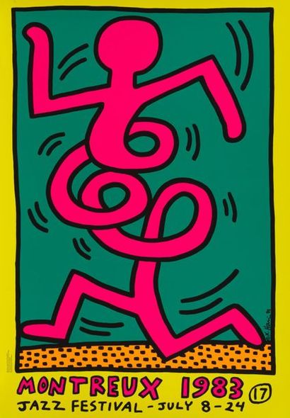 KEITH HARING HARING - From - Montreux Jazz Festival - Silkscreen poster - 99 x 69...