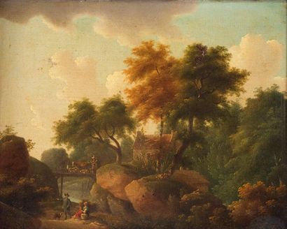 Philippe BUDELOY Philippe BUDELOT (Act. 1793-1841) - Paysage animé - Huile sur toile...