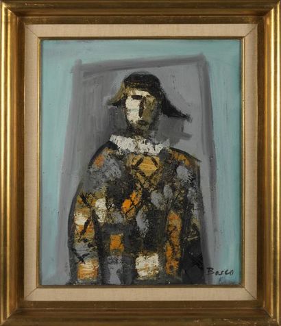 Pierre BOSCO Pierre BOSCO (1909-1993) - Harlequin in bust - Oil on canvas signed...
