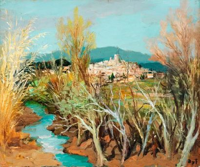 Marcel Dyf Marcel DYF (1899-1985) - Village de Biot - Huile sur toile signée en bas...