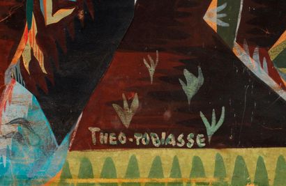 Theo Tobiasse Theo TOBIASSE (1927-2012) - Personnage dans un paysage - Gouache sur...