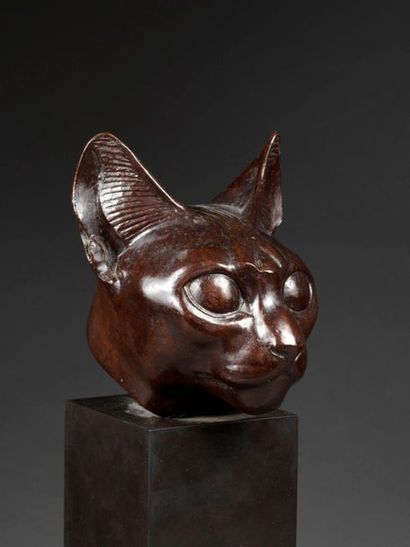Charles ARTUS Charles ARTUS (1897-1978) - Tête de chat égyptien - Bronze à patine...