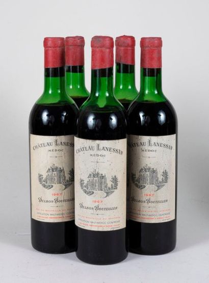 CHÂTEAU LANESSAN 5 bouteilles CHÂTEAU LANESSAN 1967 Haut-Médoc (niveaux : 1 haute...