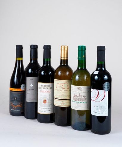 6 bouteilles 6 bouteilles : 1 BERGERAC 2001 Château Theulet, 1 BEAUJOLAIS-VILLAGES...