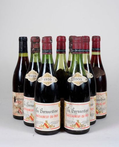 Châteauneuf du Pape 9 bouteilles CHÂTEAUNEUF DU PAPE 1959 "La Bernardine" Chapoutier...