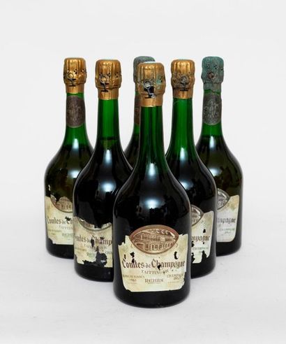 Taittinger 6 bottles CHAMPAGNE TAITTINGER 1961 Comte de Champagne (levels: 1 light...