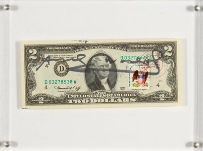 ANDY WARHOL Andy WARHOL (1928-1987) - 2 dollar bill - Stamped and signed on the front...