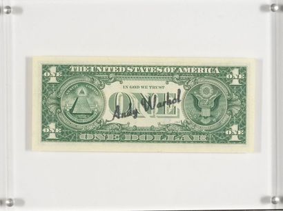 ANDY WARHOL Andy WARHOL (1928-1987) - 1 dollar bill - Timbré et signé sur le recto...