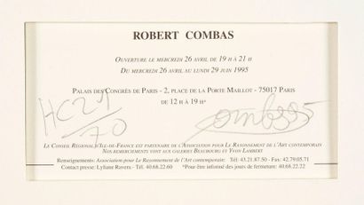 ROBERT COMBAS Robert COMBAS (1957) - Triptyque dans le cadre d'un carton d'invitation,...