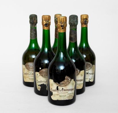 Taittinger 6 bouteillles CHAMPAGNE TAITTINGER 1961 Comte de Champagne (niveaux haute...