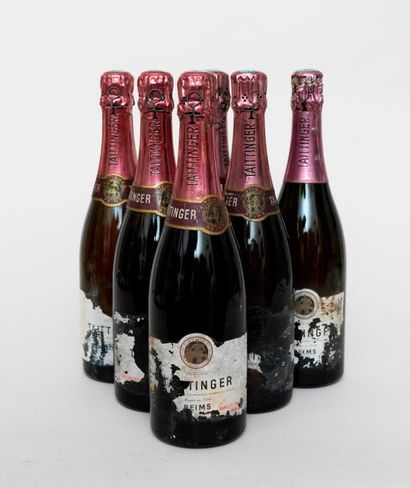 Taittinger 6 bouteillles : 4 CHAMPAGNE TAITTINGER 1964 Brut rosé, 2 CHAMPAGNE TAITTINGER...