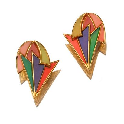 GIACOMO BALLA Giacomo BALLA (1871-1958) - Abstraction earrings - Set in gilded silver...