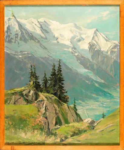 Charles CONTENCIN Charles CONTENCIN (1898-1955) - Mountain landscape - Oil on isorel...