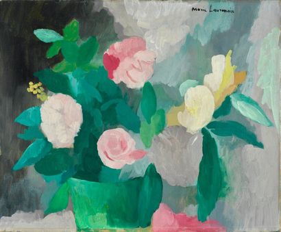 MARIE LAURENCIN Marie LAURENCIN (1883-1956) - Vase de fleurs - Huile sur toile signée...