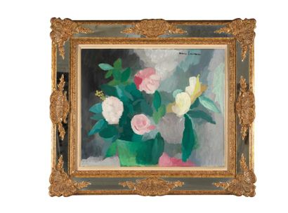 MARIE LAURENCIN Marie LAURENCIN (1883-1956) - Vase de fleurs - Huile sur toile signée...