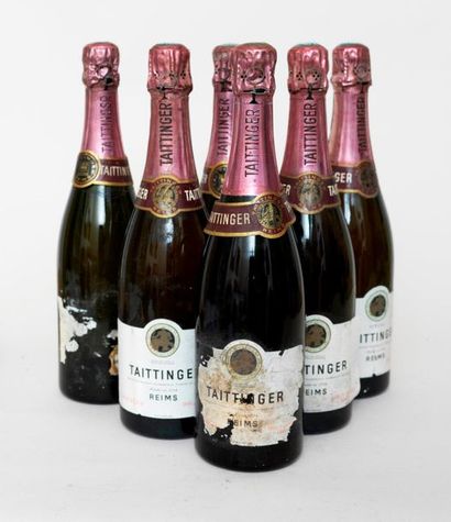 Taittinger 6 bouteillles CHAMPAGNE TAITTINGER 1962 Brut rosé (niveaux estimés bons...