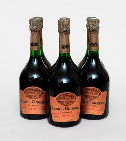 Taittinger 6 bouteillles CHAMPAGNE TAITTINGER 1970 Comte de Champagne Brut rosé (étiquettes...
