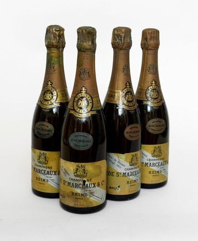 SAINT MARCEAUX 4 bottles CHAMPAGNE SAINT MARCEAUX 1955 Blanc de blancs (estimated...