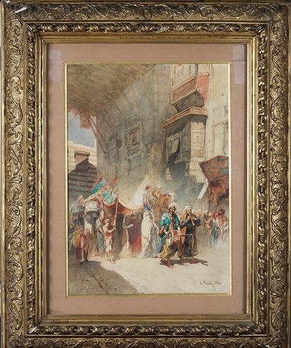 Alberto PASINI Alberto PASINI (1826- 1899) - Orientalist Scene - Watercolor signed...