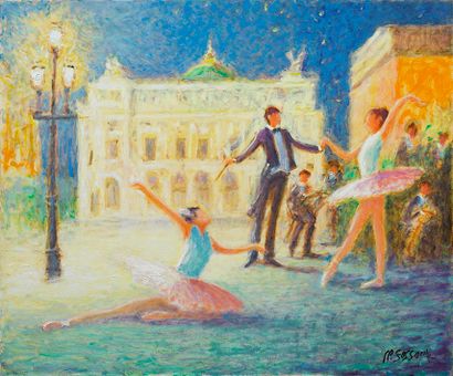Claude FOSSOUX Claude FOSSOUX ( 1946 ) - Music at the opera.oil on canvas signed...