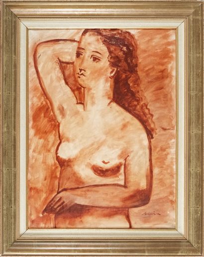 Maurice SAVIN Maurice SAVIN (1894- 1973) - Naked woman doing her hair - Oil on canvas...