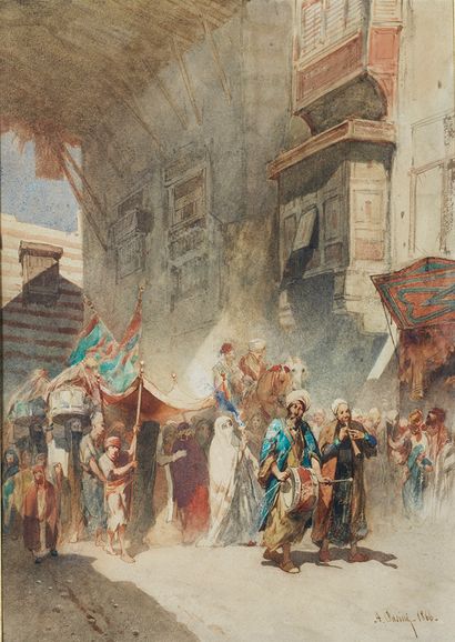 Alberto PASINI Alberto PASINI (1826- 1899) - Orientalist Scene - Watercolor signed...