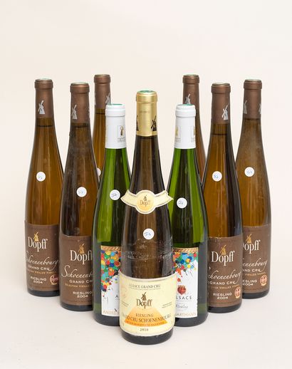 Alsace 9 bottles : 1 ALSACE 2010 Grand Cru Schoenenbourg (Riesling) Dopff, 6 ALSACE...